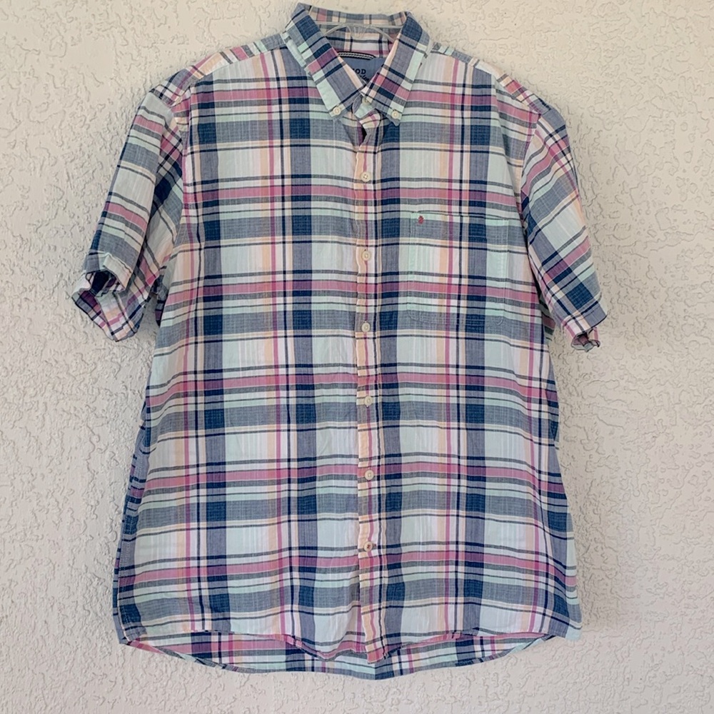 Izod saltwater soft relaxed classics short sleeve button down shirt size L
